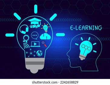 E-learning Internet Technology education concept online learning with webinars, video tutorials, internet lessons