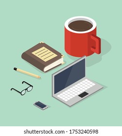 E-learning isometric style illustration concept