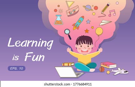 E-learning For Kids, Landing Page Template. Online Early Childhood Education Courses. Home Schooling.