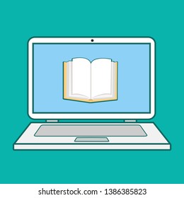 e-learning  laptop concept outline vector icon