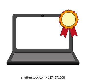 elearning laptop with graduation medal