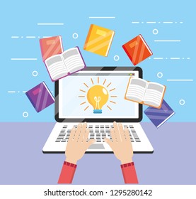 elearning laptop technology with education book