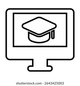 e-learning line icon design. e-learning thin black outline symbol vector illustration. editable stroke icon on transparent background.
