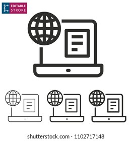 E-learning line icon. Editable stroke. Vector illustration on a white background. Learn, digital, distance, education, online, webinar, ets.