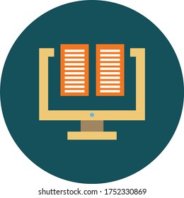 E-learning line icon. High quality logo for web site design and mobile apps. Vector illustration on a green background.
