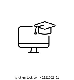 Icono de línea de e-learning. Logotipo de esquema negro de alta calidad para diseño de sitios web y aplicaciones móviles. Ilustración vectorial en un fondo blanco.