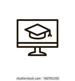 E-learning line icon. High quality black outline logo for web site design and mobile apps. Vector illustration on a white background.