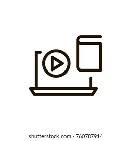 E-learning line icon. High quality black outline logo for web site design and mobile apps. Vector illustration on a white background.