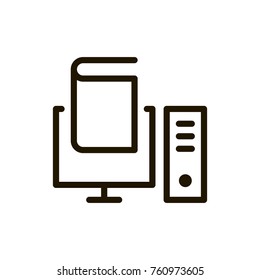 E-learning line icon. High quality black outline logo for web site design and mobile apps. Vector illustration on a white background.