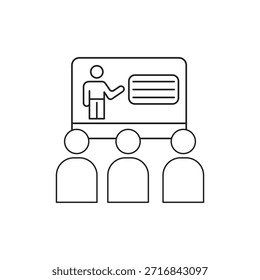 Ícone de linha de e-learning para conceitos de educação on-line e aprendizagem digital. Design vetorial de esboço mínimo para plataformas de e-learning, aplicativos de educação, UI, sites e projetos de aprendizagem modernos.