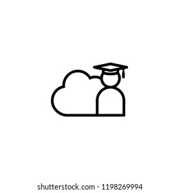 E-learning line icon. Online internet education symbol. graduation cap with cloud concept. digital graduate business sign. logo for web site, mobile app, UI, infographic. Isolated vector illustration