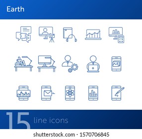E-learning line icon set. Smartphone, computer, workstation. tutorial concept. Can be used for topics like web design, technology, education
