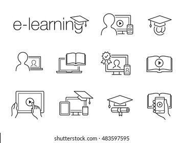 e-learning line icons