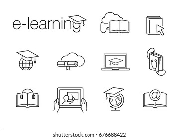 e-learning line icons