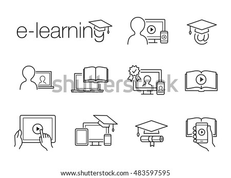 e-learning line icons