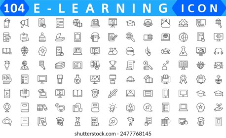 E-learning line icons collection. Education, school, knowledge, online education icons. UI icon set. Thin outline icons pack. Vector illustration