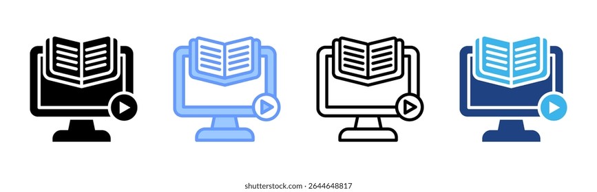 E-Learning Module icon sheet multiple style collection