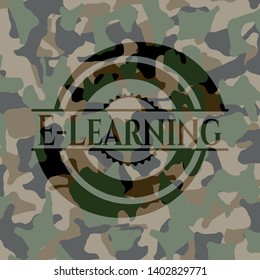 E-Learning on camouflaged texture. Vector Illustration. Detailed.