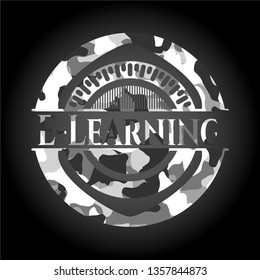 E-Learning on grey camo texture