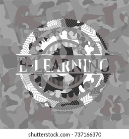 E-Learning on grey camo texture