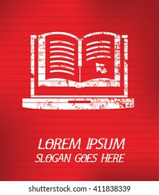 E-learning on red background,poster grunge design
