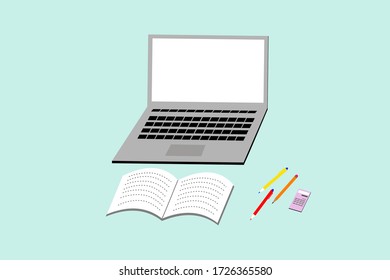 E-learning and online class courses on a laptop.