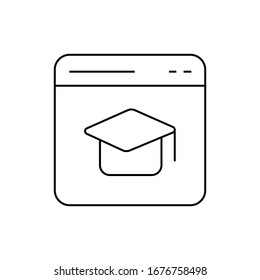 e-learning, online education cap symbol