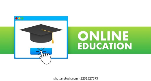E-learning, Online education concept banner. Online training courses. Tutorials. Vector illustration