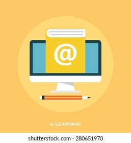 E-learning, online education concept, flat styled icon