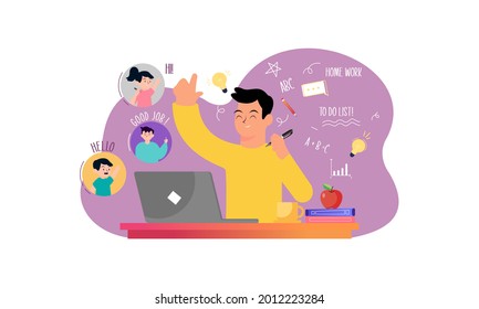 E-learning, online education concept illustration