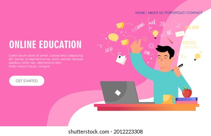 E-learning, online education concept illustration