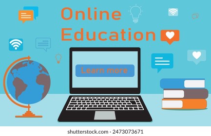 E-Learning, Online-Bildung, Online-Kurskonzept, Homeschule, Fernunterricht, neue Normalität, flache Vektorgrafik Illustration	