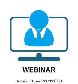 E-learning, online education elements - blue simple web icon set. discover, online consultation, upload, download, mobile learn, video lesson, webinar and more