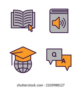 E-learning online education elements set icon symbol template for graphic and web design collection logo vector illustration