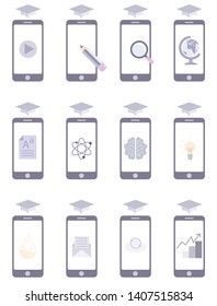E-learning, online education elements. Simple vector illustration set. Modern flat design online education and app development concept for e-business, web sites, mobile applications.