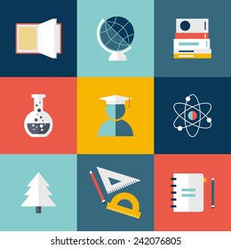 E-learning and online education flat design icon. Icons for web and mobile services and apps. Icons for education, online education, online learning. Vector illustration