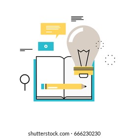 E-learning, online education flat vector illustration design. Distance education, online trainings, courses, internet studying, online book, tutorials design for mobile and web graphics