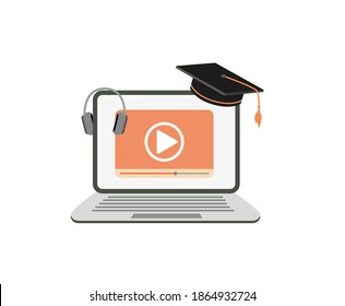 E-learning, online education at home concept.
Distance education, online courses, tutorials, webinar, digital classroom, online teaching metaphors. Flat vector illustration, isolated objects.