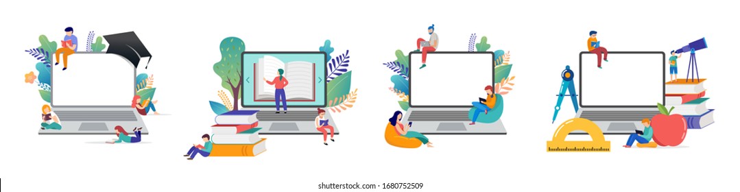 E-learning, online education at home. Modern vector illustration concepts for website and mobile website development - Shutterstock ID 1680752509