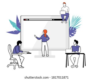 E-learning, online education at home. Modern vector illustration concepts for website and mobile website development