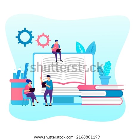 E-learning, online education at home. Modern vector illustration concepts for website and mobile website development