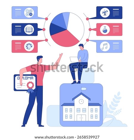 E-learning, Online education, Home schooling, Webinar training, Tutorial podcast and Business coaching. Modern vector illustration with characters and icons for website and mobile development.