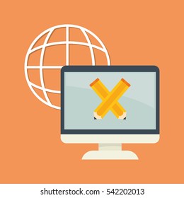 Elearning online education icon vector illustration graphic design