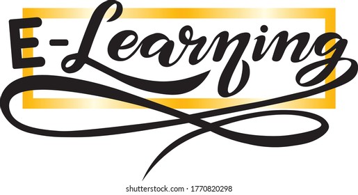 e-learning; online education lettering design; handwritten font, study concept with calligraphy