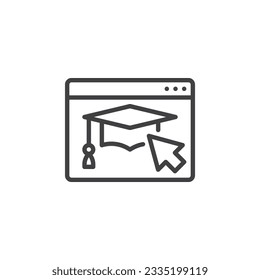 E-learning, online education line icon. linear style sign for mobile concept and web design. Distance education outline vector icon. Symbol, logo illustration. Vector graphics