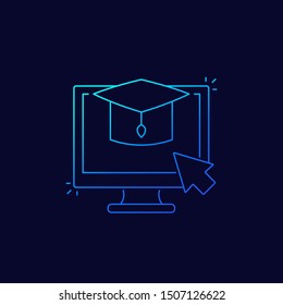 e-learning, online education, linear icon
