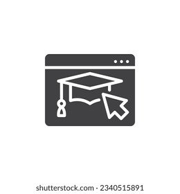 E-learning, icono del vector de educación en línea. signo plano relleno para concepto móvil y diseño web. Icono de glifo de educación a distancia. Símbolo, ilustración del logotipo. Gráficos vectoriales