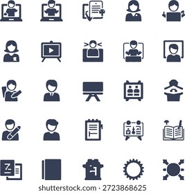 E-learning Online Education and Virtual Classroom Icons