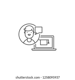 E-learning, online education, webinar vector icon