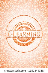 E-Learning orange mosaic emblem